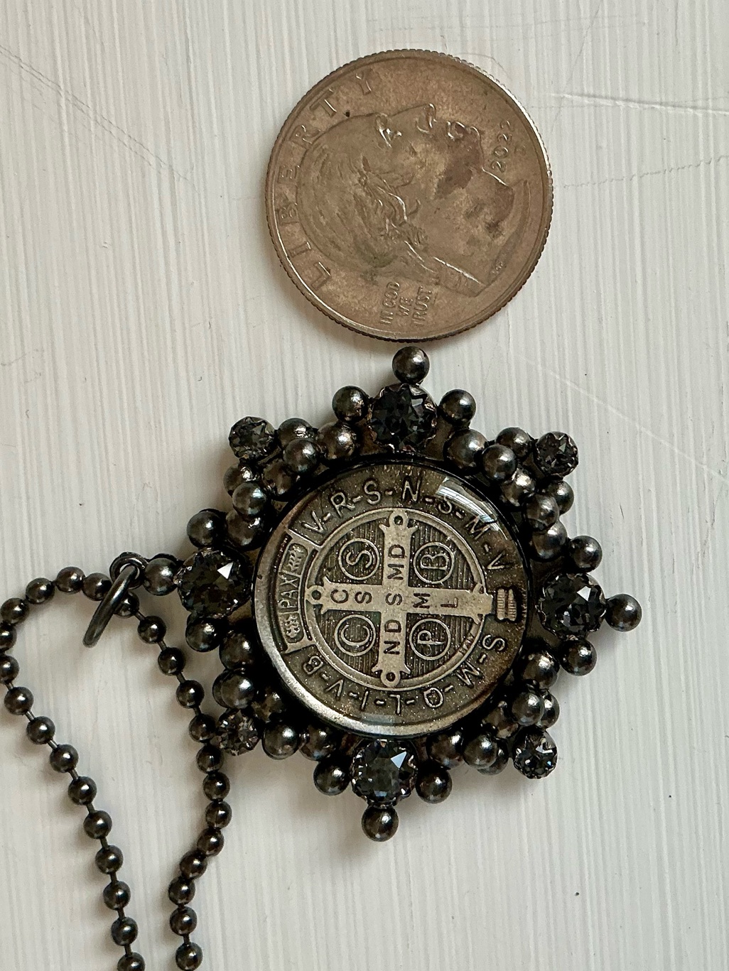 Nwt Virgins Saints & Angels Vsa Cloister San Benito Medallion Necklace Gunmetal — image 5 of 5